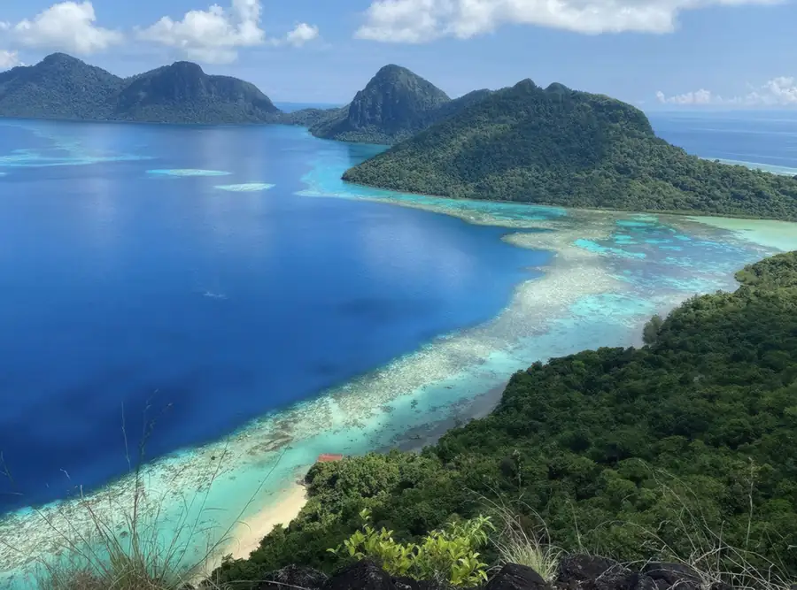 Aerial drone view of islands during an excursion Pearl Island Resort