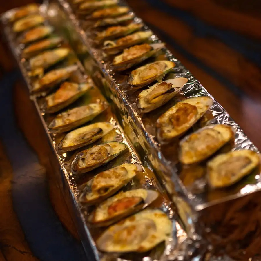 Assorted dishes on the guest buffet table Pearl Island Resort
