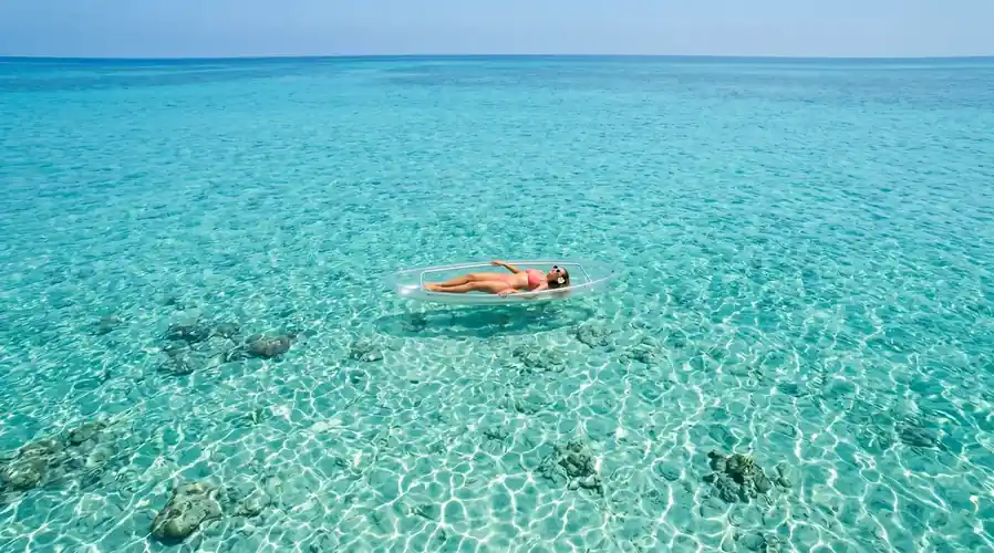 Recreational kayaking activity in the calm sea Pearl Island Resort