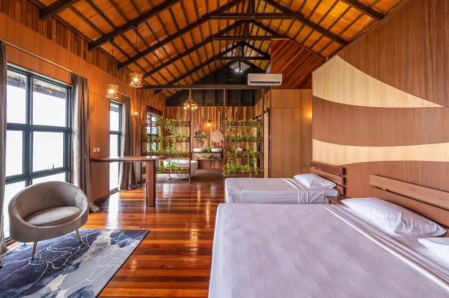 Spacious chalet layout at Pearl Island Resort